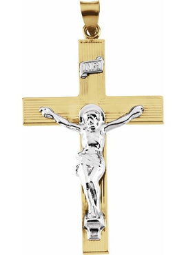 14K White Gold 17.5x11 mm Crucifix Pendant