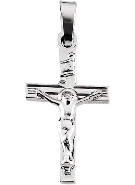 14K White Gold 17.5x11 mm Crucifix Pendant