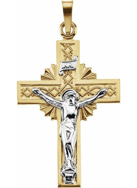 14K Yellow & White Gold 32x21.5 mm Crucifix Pendant