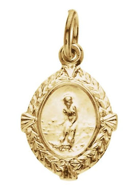 14K Yellow Gold 12x9 mm St. Lazarus Medal