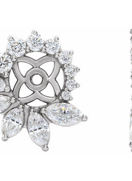 14K White Gold 3/4 CTW Natural Diamond Earring Jackets with 6 mm ID