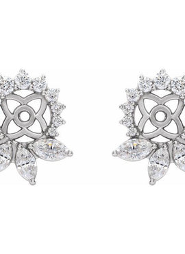14K White Gold 3/4 CTW Natural Diamond Earring Jackets with 6 mm ID
