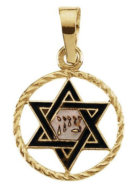 14K Yellow Gold 18x10 mm Star of David Pendant