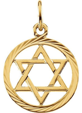 14K Yellow Gold 12 mm Star of David Pendant