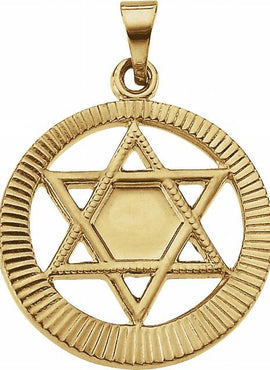 14K Yellow Gold 17 mm Star of David Pendant