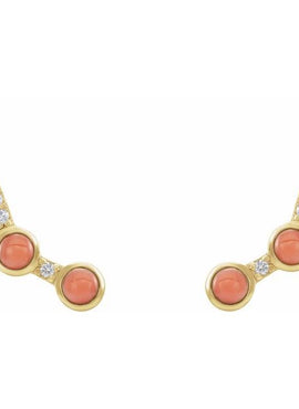 14K White Gold Natural Ethiopian Opal & .08 CTW Natural Diamond Ear Climbers