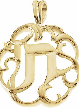 Sterling Silver 27x22 mm Chai Pendant