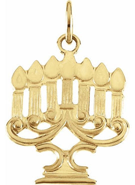 14K Yellow Gold 21.6x13.9 mm Menorah Pendant