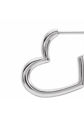 14K White Gold Heart 15.9 mm Hoop Earrings