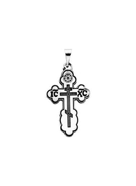14K White Gold 32x21 mm Orthodox Cross Pendant