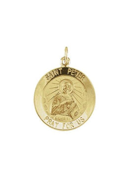 14K Yellow Gold 18 mm Round St. Peter Medal