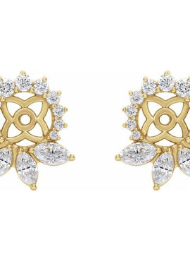 14K White Gold 3/4 CTW Natural Diamond Earring Jackets with 6 mm ID