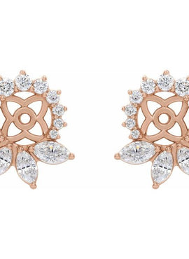 14K White Gold 3/4 CTW Natural Diamond Earring Jackets with 6 mm ID