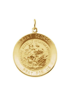 14K Yellow Gold 25 mm Round St. George Medal