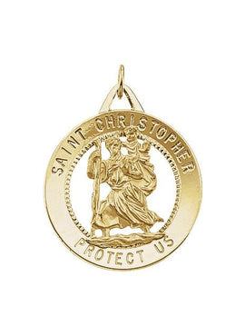14K Yellow Gold 25 mm St. Christopher Medal