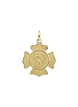 14K Yellow Gold 25 mm St. Florian Medal Pendant