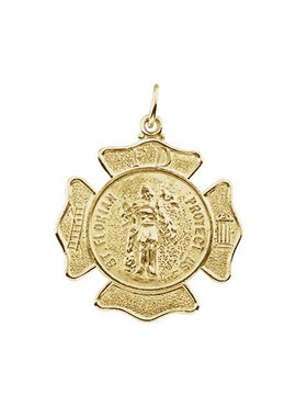 14K Yellow Gold 25 mm St. Florian Medal Pendant