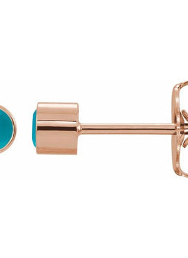 14K White Gold Natural Turquoise Bezel-Set Earrings