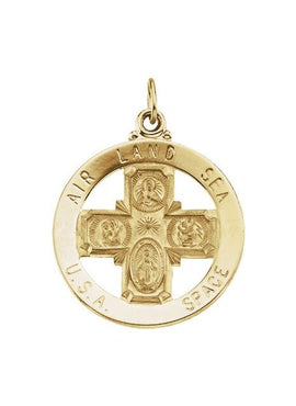 14K Yellow Gold 33 mm St. Christopher Four-Way Air, Land & Sea Medal