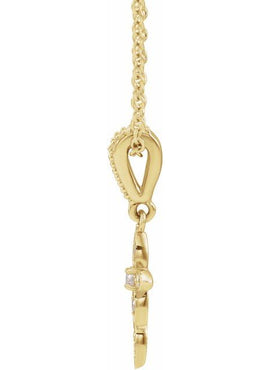 14K White Gold .03 CTW Natural Diamond Petite Vintage-Inspired Cross Pendant