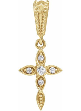 14K White Gold .03 CTW Natural Diamond Petite Vintage-Inspired Cross Pendant