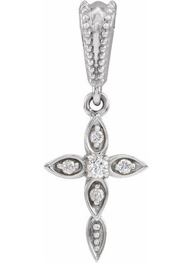 14K White Gold .03 CTW Natural Diamond Petite Vintage-Inspired Cross Pendant