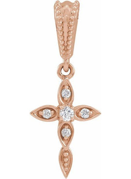 14K White Gold .03 CTW Natural Diamond Petite Vintage-Inspired Cross Pendant
