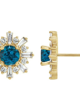 14K White Gold Natural Green Tourmaline & 3/4 CTW Natural Diamond Earrings