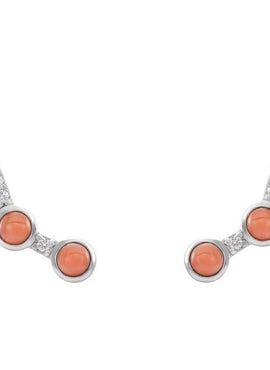 14K White Gold Natural Ethiopian Opal & .08 CTW Natural Diamond Ear Climbers