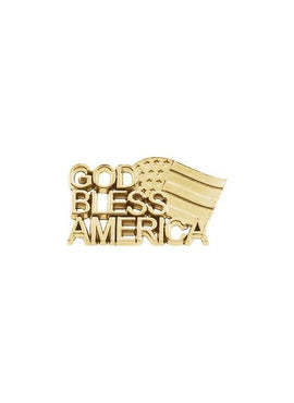 10K Yellow Gold God Bless America Lapel Pin