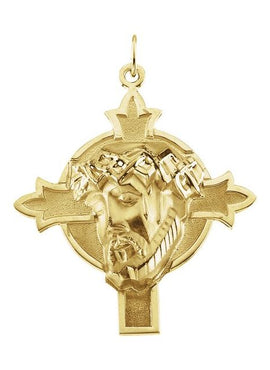 14K Yellow Gold 22.5x21.5 mm Face of Jesus Pendant