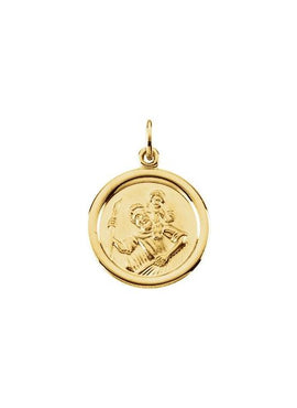 14K Yellow Gold 16 mm St. Christopher Medal