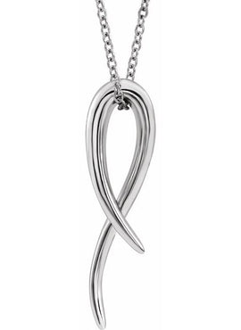 14K White Gold Freeform Pendant