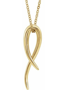 14K White Gold Freeform Pendant