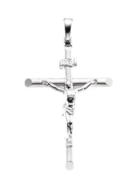 14K White Gold 35x25 mm Crucifix Pendant