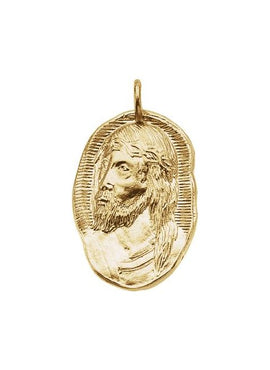 14K Yellow Gold 26x18 mm Face of Jesus Pendant