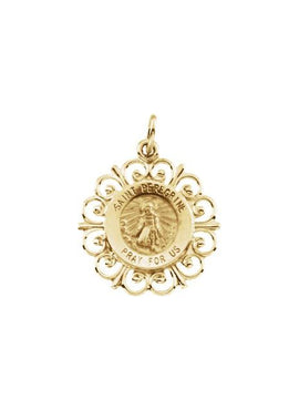 14K Yellow Gold 18 mm St. Peregrine Medal