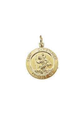 14K Yellow Gold 15 mm St. Christopher Medal