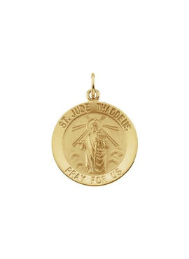 Sterling Silver 15 mm Round St. Jude Thaddeus Medal 18
