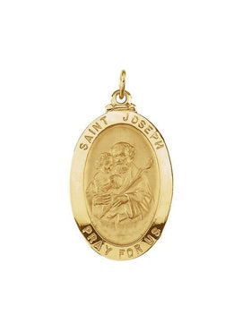 14K Yellow Gold 23.5x16 mm St. Joseph Medal