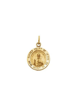 14K Yellow Gold 22 mm Round Sacred Heart of Jesus Medal