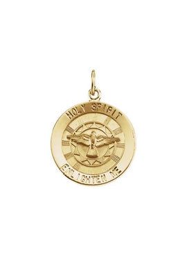 14K Yellow Gold 18 mm Holy Spirit Medal
