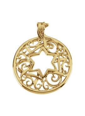 10K Yellow Gold 34x27.5 mm Star of David Pendant