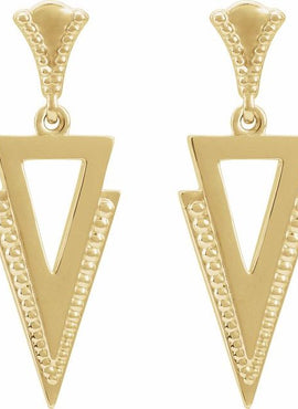 14K White Gold Geometric Dangle Earrings