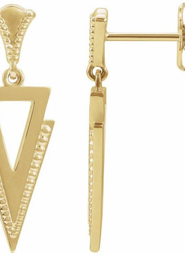 14K White Gold Geometric Dangle Earrings
