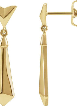 14K White Gold Geometric Dangle Earrings