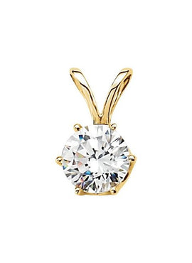14K Yellow Gold Imitation White Cubic Zirconia Solitaire Pendant