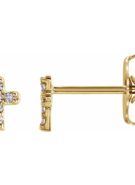 14K White Gold .06 CTW Natural Diamond Youth Cross Earrings