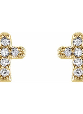 14K White Gold .06 CTW Natural Diamond Youth Cross Earrings