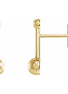14K White Gold Bar & Ball Earrings